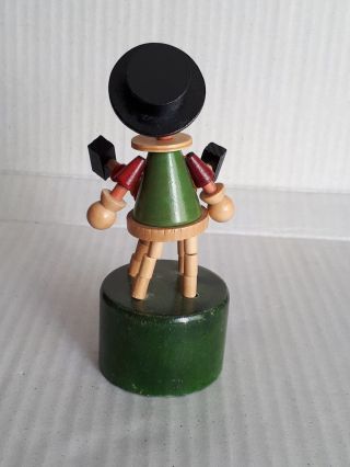 Wooden Clown Joker Push Button Puppet Movable Jointed Game Push - Up Toy D - k Green 3