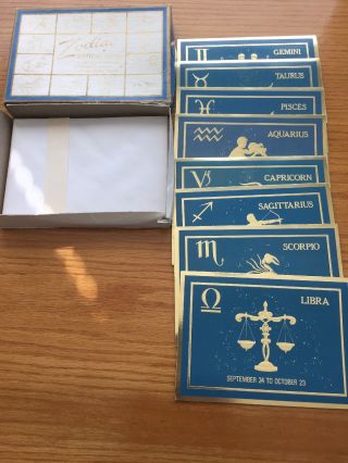 Vtg Embossed Zodiac Birthday Cards Complete Set Of 8 Astrology Greetings
