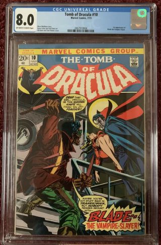 Tomb Of Dracula 10,  Cgc 8.  0,  First Appearance Of Blade Mcu Coming Soon