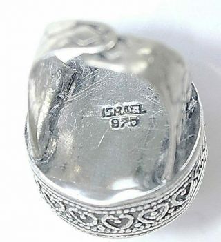 Yemenite vintage sterling 925 Jewish Wedding Ring set with tiger ' s eye,  size: 7 3
