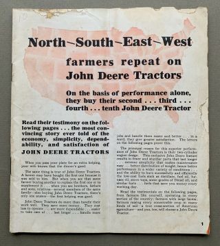John Deere Extra Helpings Tractor 1937 Sales Testimonial Brochure A - 171 - 10 - 36 3