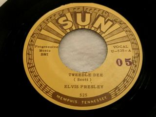Elvis Presley Sun 525 Tweedle Dee Orig.  78 Minor 45 Nm W/ Letter Numbered 05
