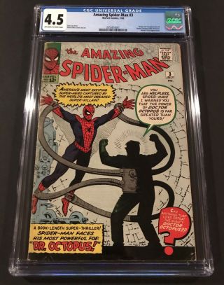 Spider - Man 3 Cgc 4.  5 - 1st Appearance Of Doctor Octopus (1 2 4 5 9)