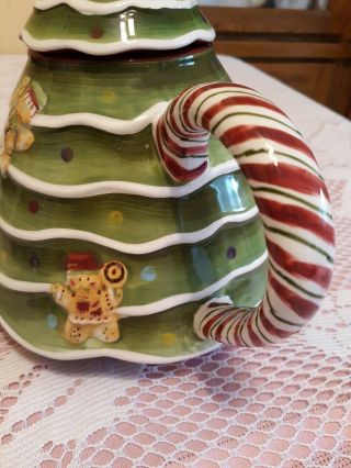 LAURIE GATES HOLIDAY TREATS large Christmas Tree Gingerbread Teapot EUC 2