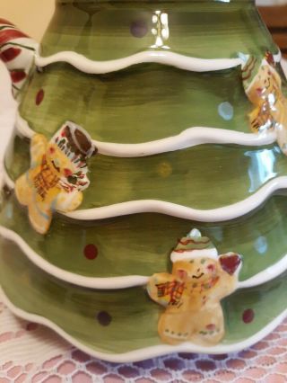 LAURIE GATES HOLIDAY TREATS large Christmas Tree Gingerbread Teapot EUC 3