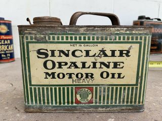 Vintage 1920 ' s Sinclair Opaline Motor Oil 1/2 Gallon Metal Can Gas Station Sign 3