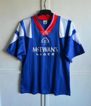 Rangers Glasgow 1992/1993/1994 Vintage Home Football Shirt Jersey Adidas Size (l)