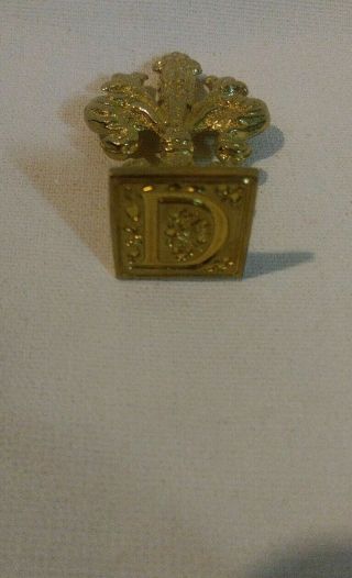Vintage 2” Wax Seal Brass Letter Stamp D Ornate Design 3/4” Image Made In Italy