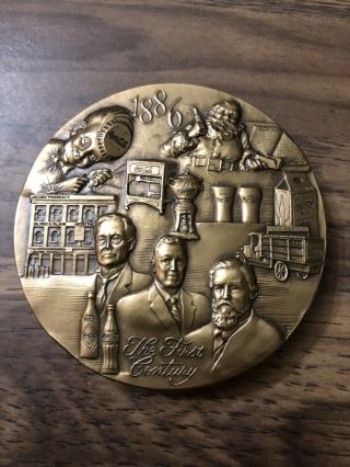 1886 - 1986 3 " Bronze Coca - Cola 100 Years Centennial Celebration Medallion
