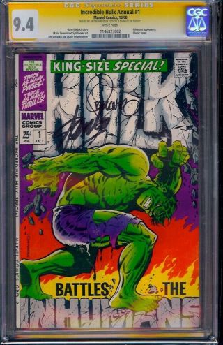 Incredible Hulk Annual 1 Cgc 9.  4 Signed By Stan Lee & Jim Steranko White Pages