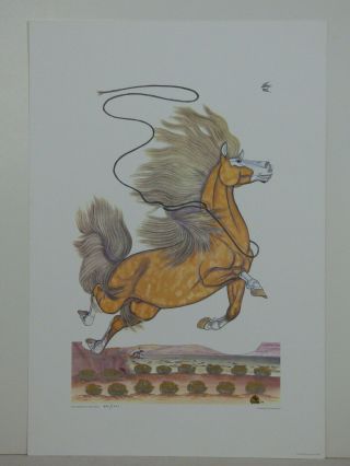 Quincy Tahoma " The Runaway Stallion " Limited Edition Print Native American Art
