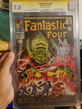 Fantastic Four 49 Cgc 7.  0 Off White Pages Signature Series Signed By Stan Lee