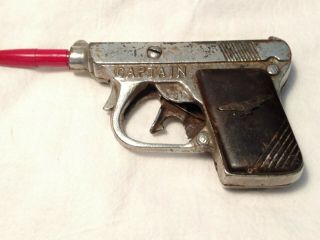 Vintage 1940s Kilgore Cast Iron Captain Pistol Cap Gun Burgundy Grip Collectible