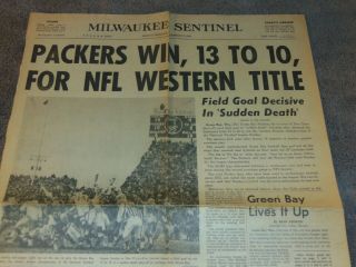 Dec.  27,  1965 Milwaukee Newspaper: Green Bay Packers Win Nfl West Title