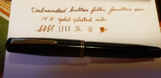 Unbranded Button Filler Fountain Pen With 14k Gold Plated Nib
