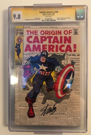 Stan Lee - Signed - Cgc 9.  8 - Captain America (1968 1st Series) 109 -