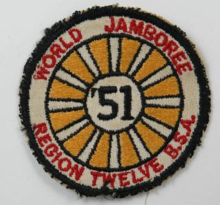 1951 World Jamboree Region Twelve Bsa Patch Blk Bdr Twill [c - 2165]