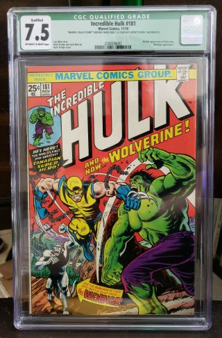 The Incredible Hulk 181 Cgc 7.  5 Qualified 1974 Marvel First Wolverine