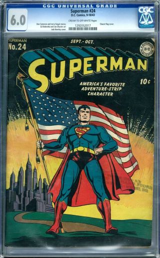 Superman 24 Cgc 6.  0 (c - Ow) Classic Flag Cover