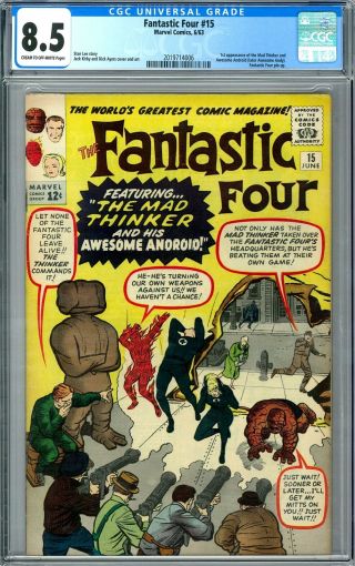 Fantastic Four 15 Cgc 8.  5 (c - Ow) 1st Mad Thinker & Awesome Android Appearance