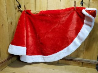Red White Plush Holiday Christmas Tree Skirt White Faux Fur Holiday Decor