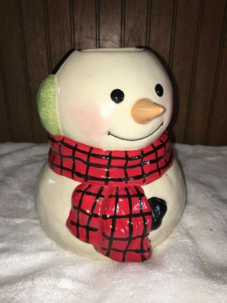Hallmark Mitford Snowman Ceramic Candle Holder Christmas Holiday Decoration