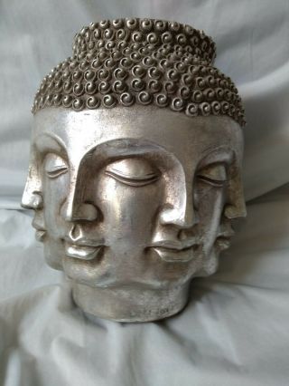 Silver Colored 9.  25 " Perpetual Buddha Head Vase W/ Tms 2006 Studio Tag