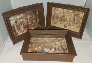 Anton Pieck 3d Art Framed In Wood Shadow Box Set Of 3.  1970.  See Notes.