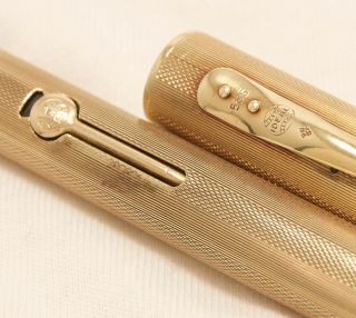 Vintage 14ct Solid Gold Waterman Fountain Pen Lined & Barley 1930 