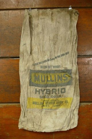 Vintage Mullins Hybrid Seed Corn Sack - Britt,  Iowa - Cloth Seed Corn Sack