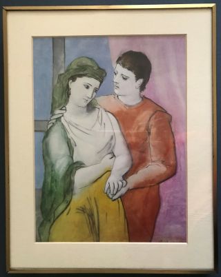 Pablo Picasso " The Lovers " National Gallery Of Art Print Matted And Framed
