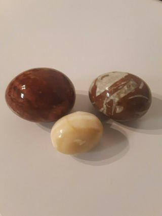 Set Of 3 Gorgeous Multi - Colored Marble Eggs
