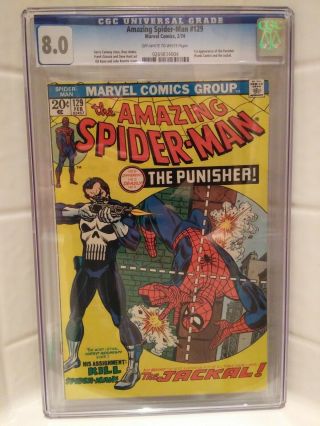 Spiderman 129 8.  0 Cgc Marvel Bronze Age Comic 1st Punisher