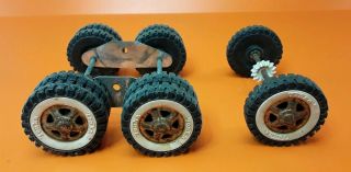 10 Vtg.  Tonka Plastic Wheels With 6 Metal Hub Caps & 3 Axles 2 - 1/4 Inch Dia.