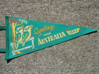 U.  S.  Wwii Gi Soldier Souvenir " Greetings From Australia " 1943 Pennant
