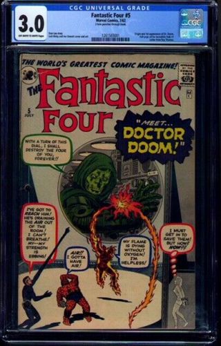 Fantastic Four 5 Cgc 3.  0 Ow/w 1st Appearance Of Dr.  Doom