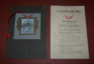 June 15 1912 Olympic Club San Francisco Inaugural Dinner Menu & Song Sheet