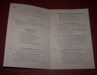 June 15 1912 OLYMPIC Club San Francisco Inaugural Dinner Menu & Song Sheet 3