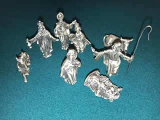 8 Piece Pewter Nativity Scene Set 2” Tall Figures
