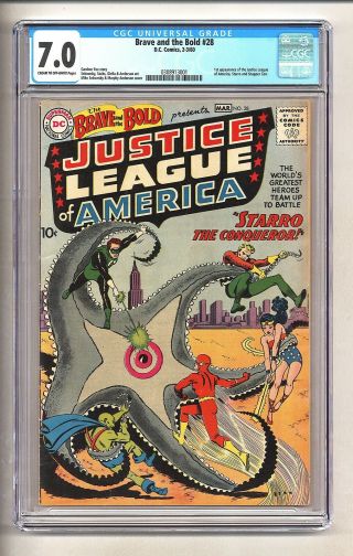 Brave And The Bold 28 (cgc 7.  0) C - O/w Pages; 1st Jla; $11,  800 In Guide (c 25816