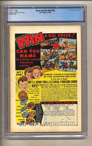 Brave and the Bold 28 (CGC 7.  0) C - O/W pages; 1st JLA; $11,  800 in guide (c 25816 2
