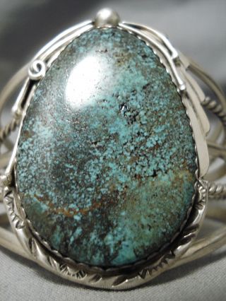 Important Vivid Spiderweb Turquoise Vintage Navajo Sterling Silver Bracelet