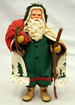 Clothtique Possible Dreams Old World Santa Claus In Green/white Robes - B1729