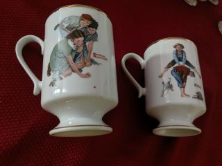 Norman Rockwell Footed Mugs 1981 