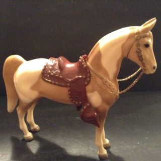 VINTAGE Molded HorseTan & White,  Painted Horse w/ Saddle Reins Collectible 2