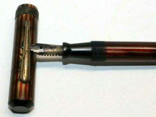 Vintage Unbranded Fountain Pen Red Marble Swirl Nib Marked Warranted 14k