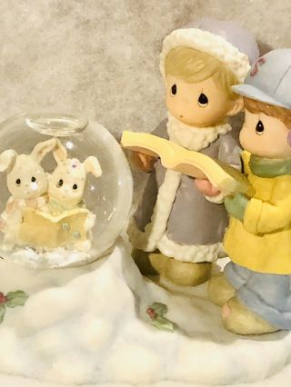Precious Moments Boy/Girl & Bunny Singing w/ Snow Ball - ABC 1999 3