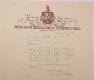 1930 Lamson Goodnow Mohawk Engraving Company Inc Greenfield Ma Ephemera L940c