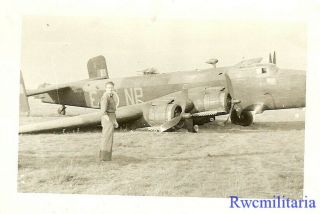 Org.  Photo: British Raf No.  158 Squadron Halifax Bomber (np - E) Crash Landed (1)