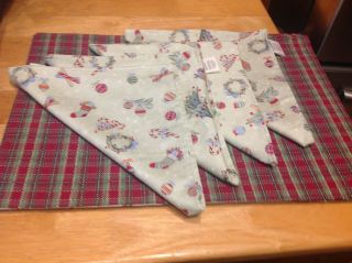 Longaberger 4 Holiday Plaid Tidings Placemats And 4 All The Trimmings Napkins
